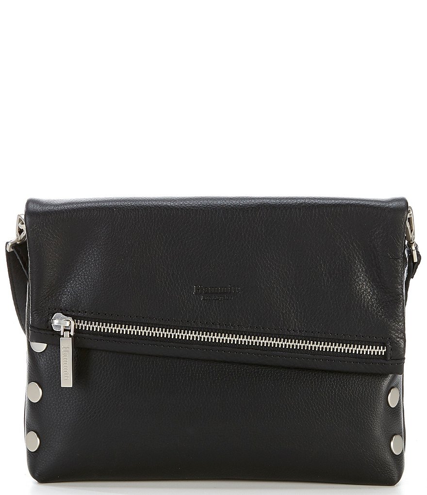 Hammitt VIP Studded Leather Fold-Over Zip Flap Medium Crossbody Bag