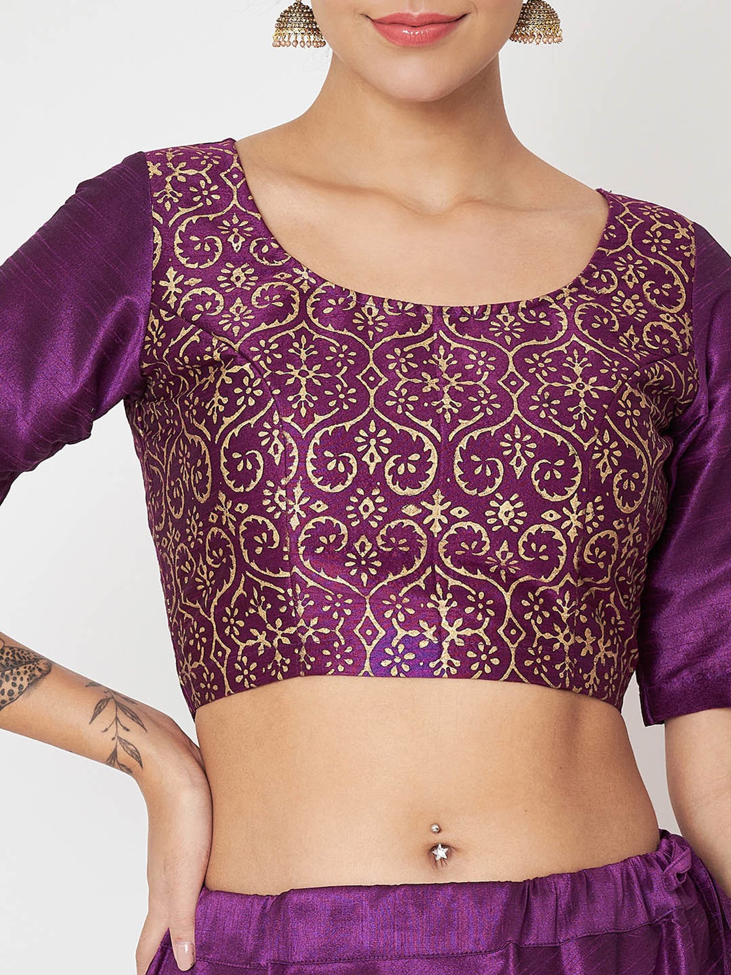 studiorasa Purple Block Print Lehnga Choli Set With Dupatta