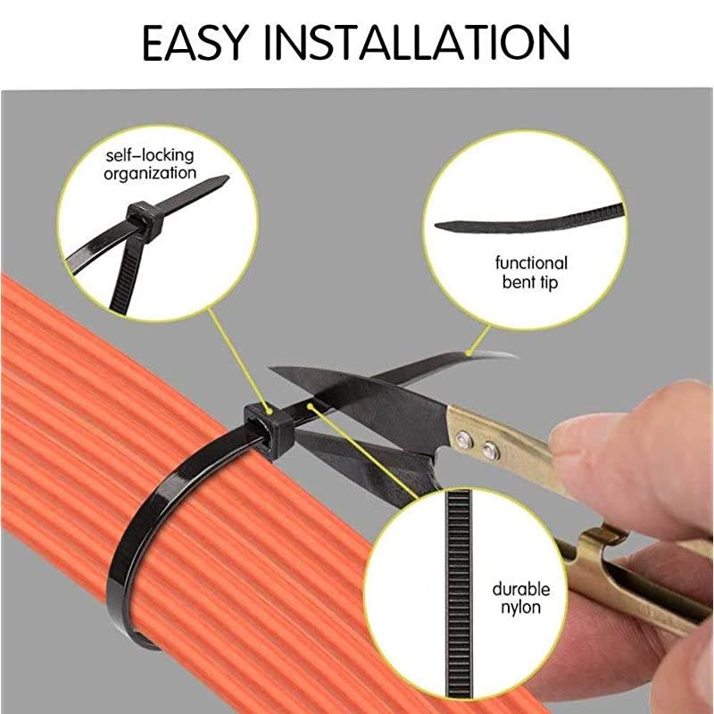 ties Wire ties Zip ties 12 inch Black Zip ties 100 per pack Environmentally friendly Industrial quality Uses 3 latches for stronger locks With 60 Pounds Tensile Strength