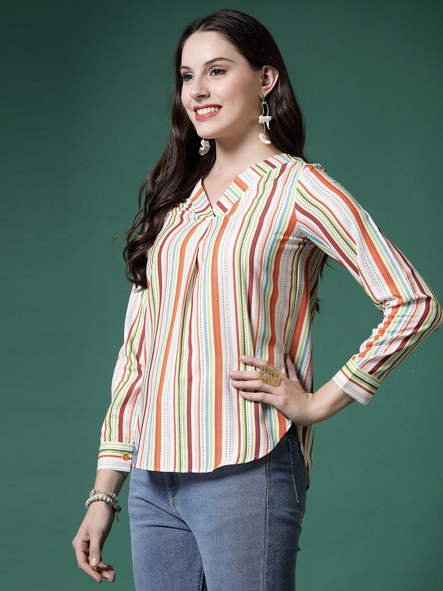 SELVIA Multicolor Striped Top