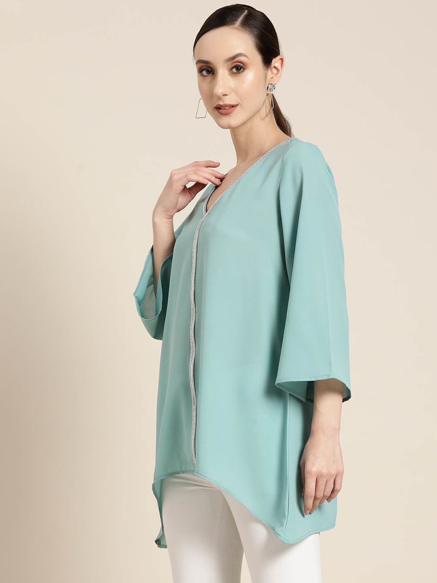 Qurvii Blue Embellished Top