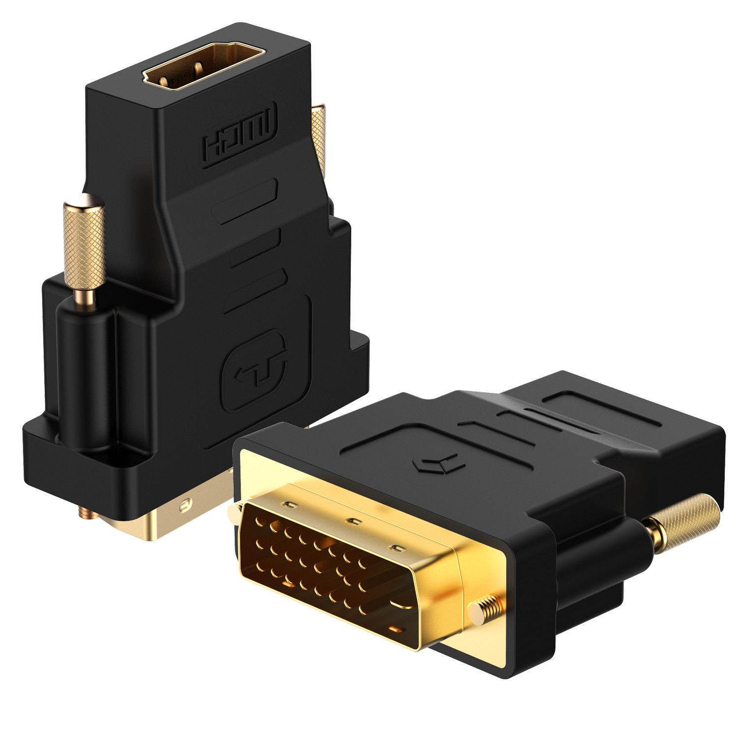 Rankie DVI to HDMI Adapter Gold-Plated 1080P Male to Female Converter 2-Pack