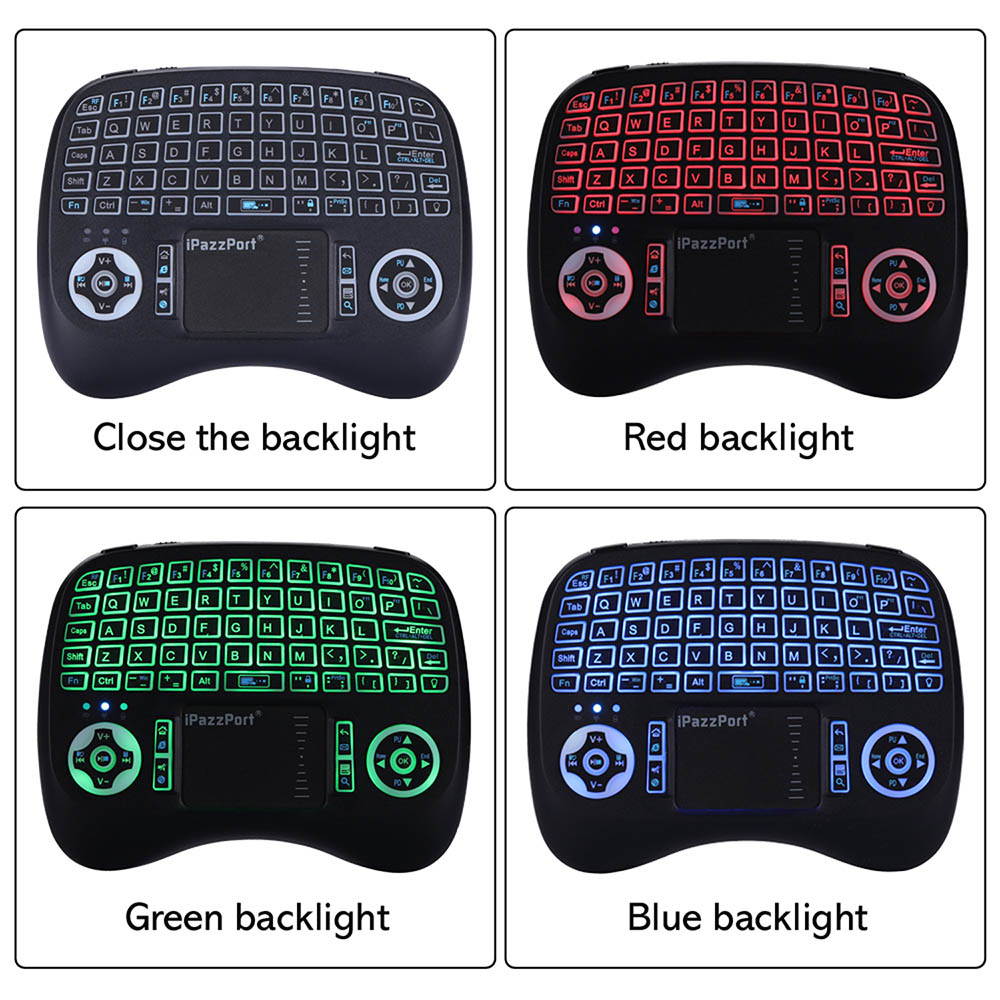 iPazzPort 2.4G Portable Wireless Keyboard USB Keyboard with Backlit Touchpad for Android TV Box Black