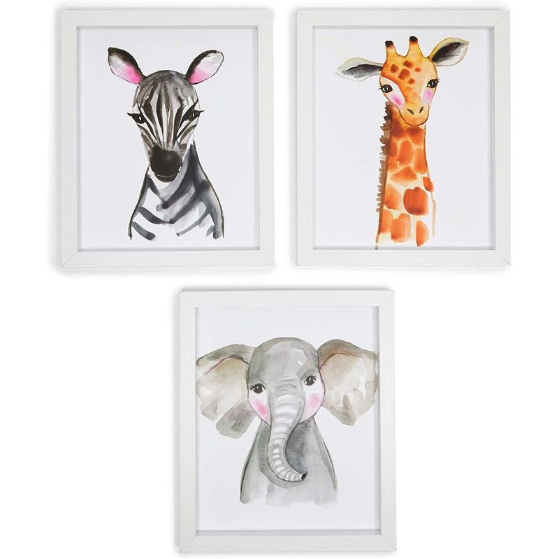 Juvale 6 Pack Animal Nursery Wall D'ecor, Zebra, Giraffe, Elephant (8 x 10 In)