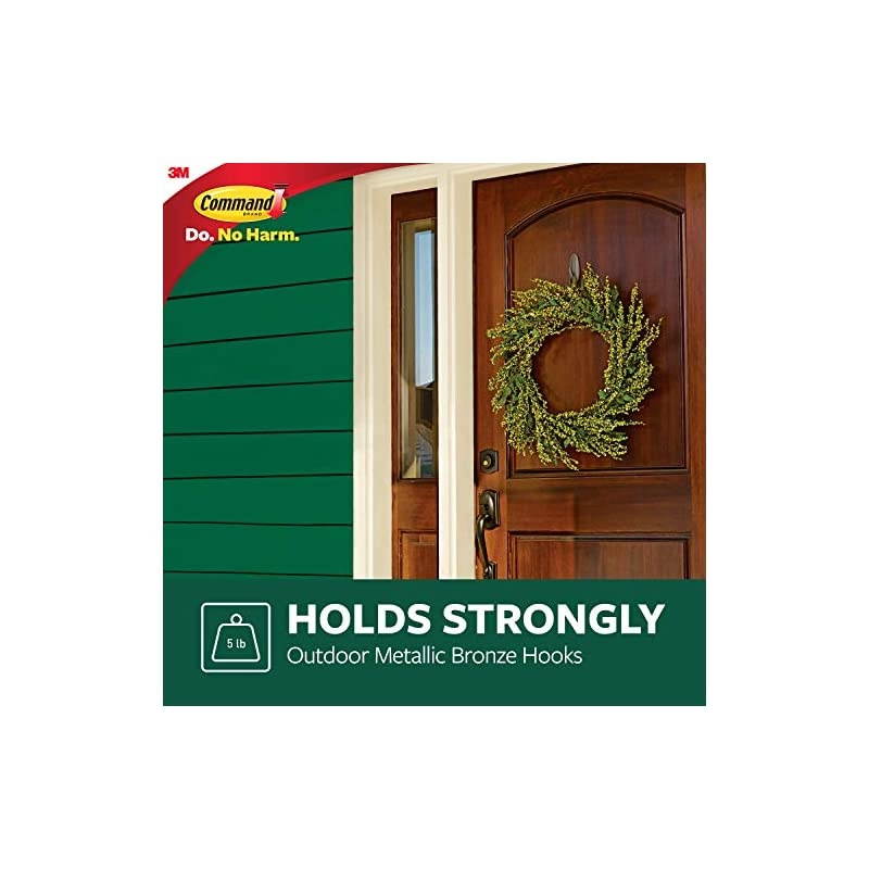 Outdoor Large Hooks, Bronze, Holds up to 5 lbs, 3-Hooks, 4-Strips, Decorate Damage-Free