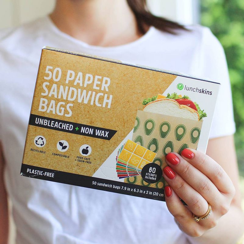 Lunchskins Non Wax + UnBleach Kraft Sandwich Bags Avocado - 50ct