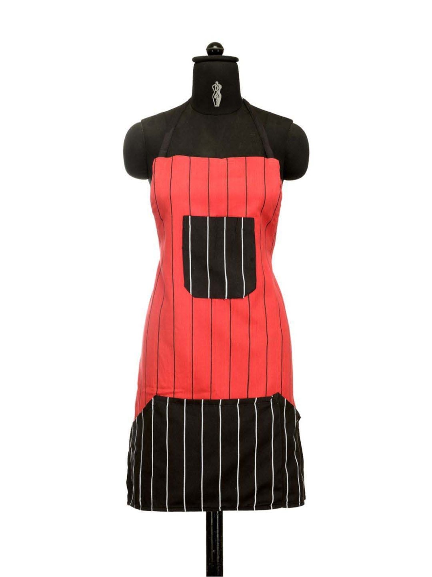 Swayam Red & Black Kitchen Apron Combo - Set of 8