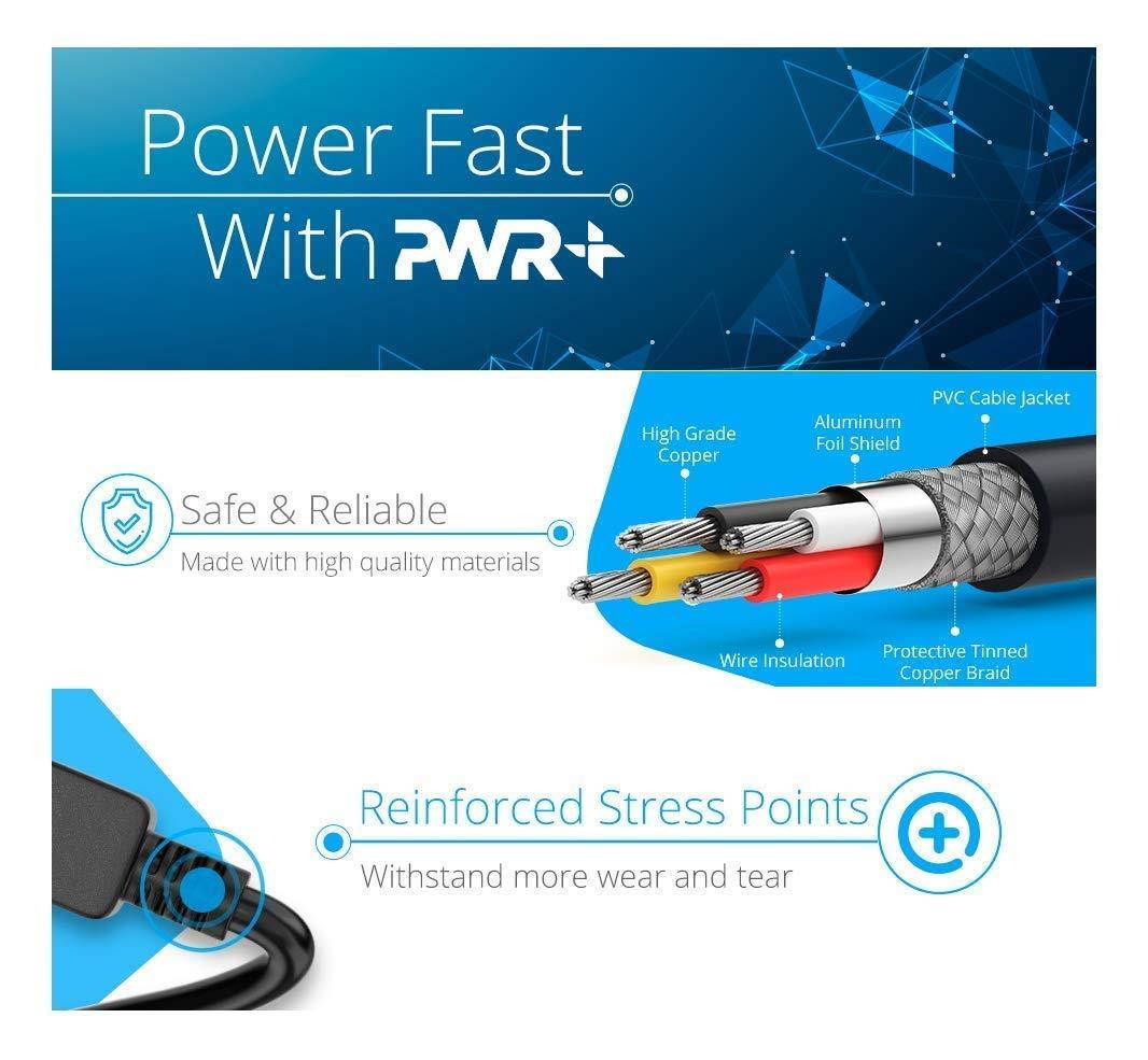 [UL Listed] Pwr+ Short 3Ft 2 Prong Polarized-Power-Cord for Vizio-LED-TV Smart-HDTV E-M-Series and others 2 Slot Adapter-AC-Wall-Cable - IEC-60320 IEC320 C7 to NEMA 1-15P