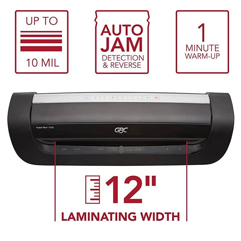 Thermal Laminator Machine, Fusion 7000L, 12 Inch, 1 Min Warm-Up, 3-10 Mil, with 50 EZUse Laminating Pouches (1703098F)