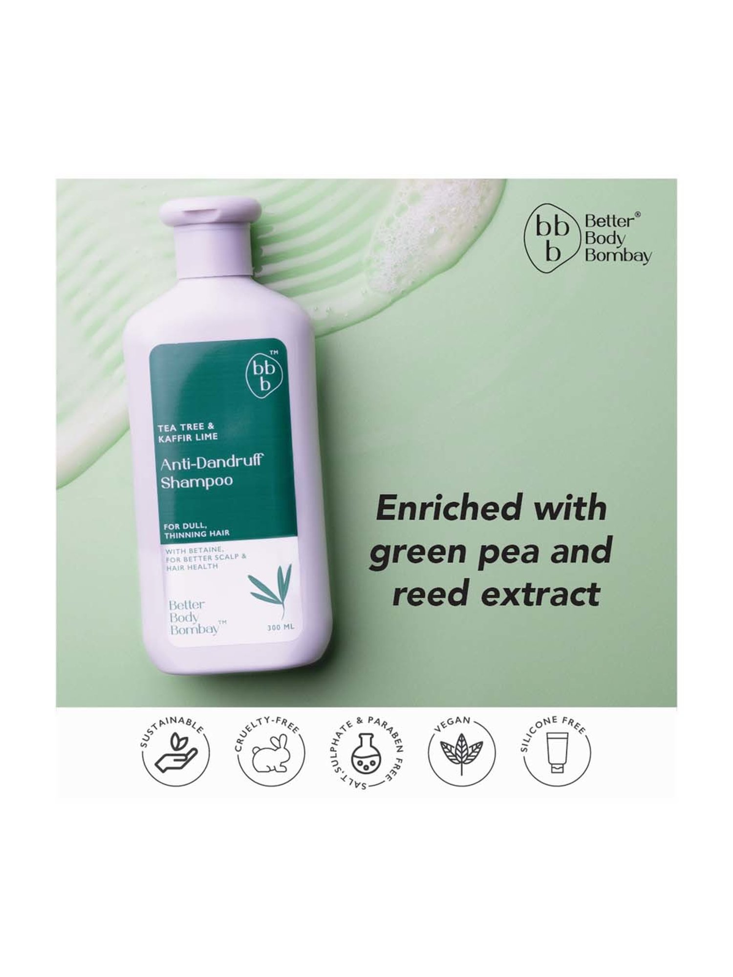 bbb Better Body Bombay Tea Tree & Kaffir Lime Anti-Dandruff Shampoo - 300 ml