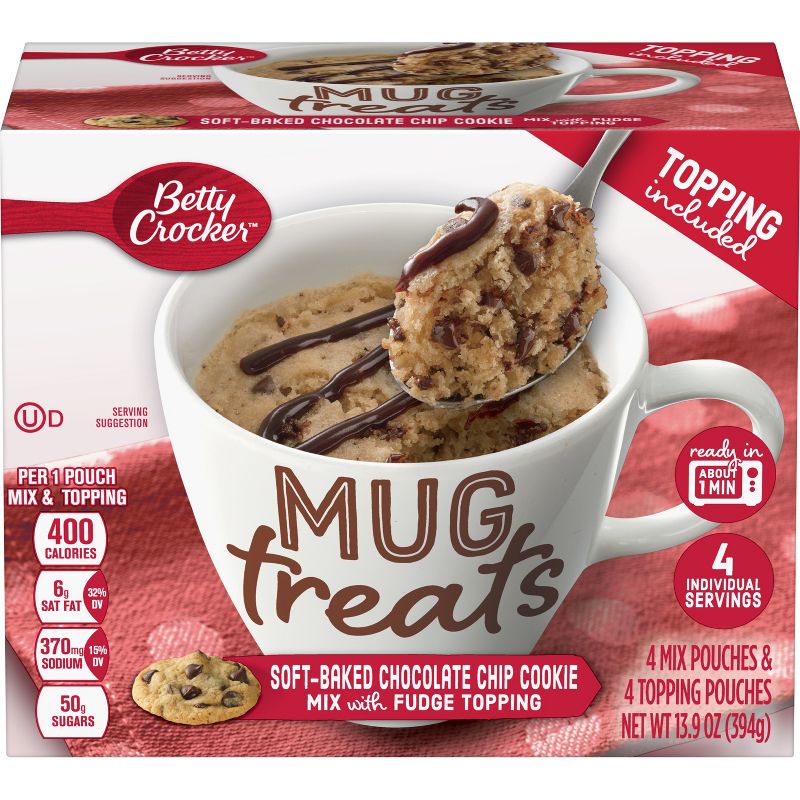 Betty Crocker Mug Treats Soft-Baked Chocolate Chip Cookie - 4ct/13.9oz