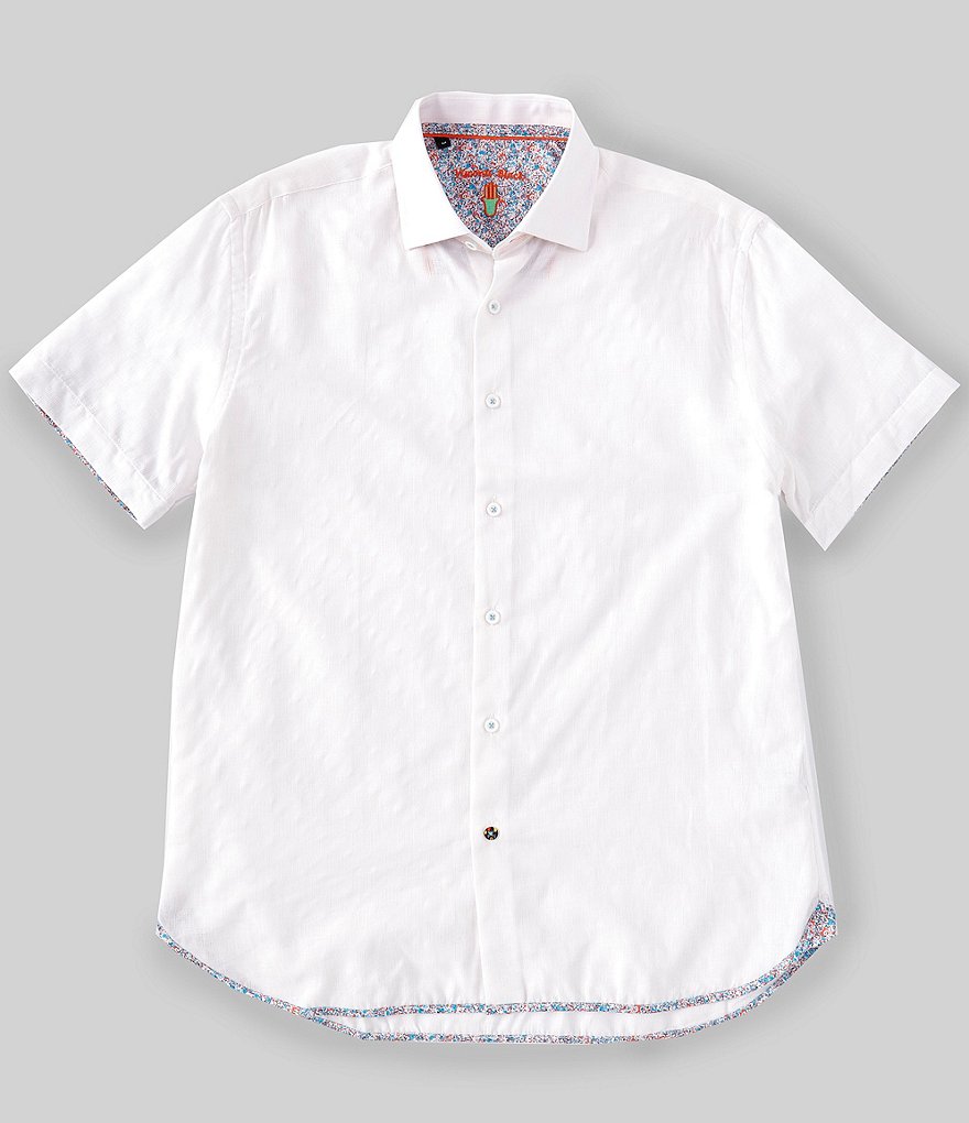 Visconti Solid Jacquard Short-Sleeve Woven Shirt