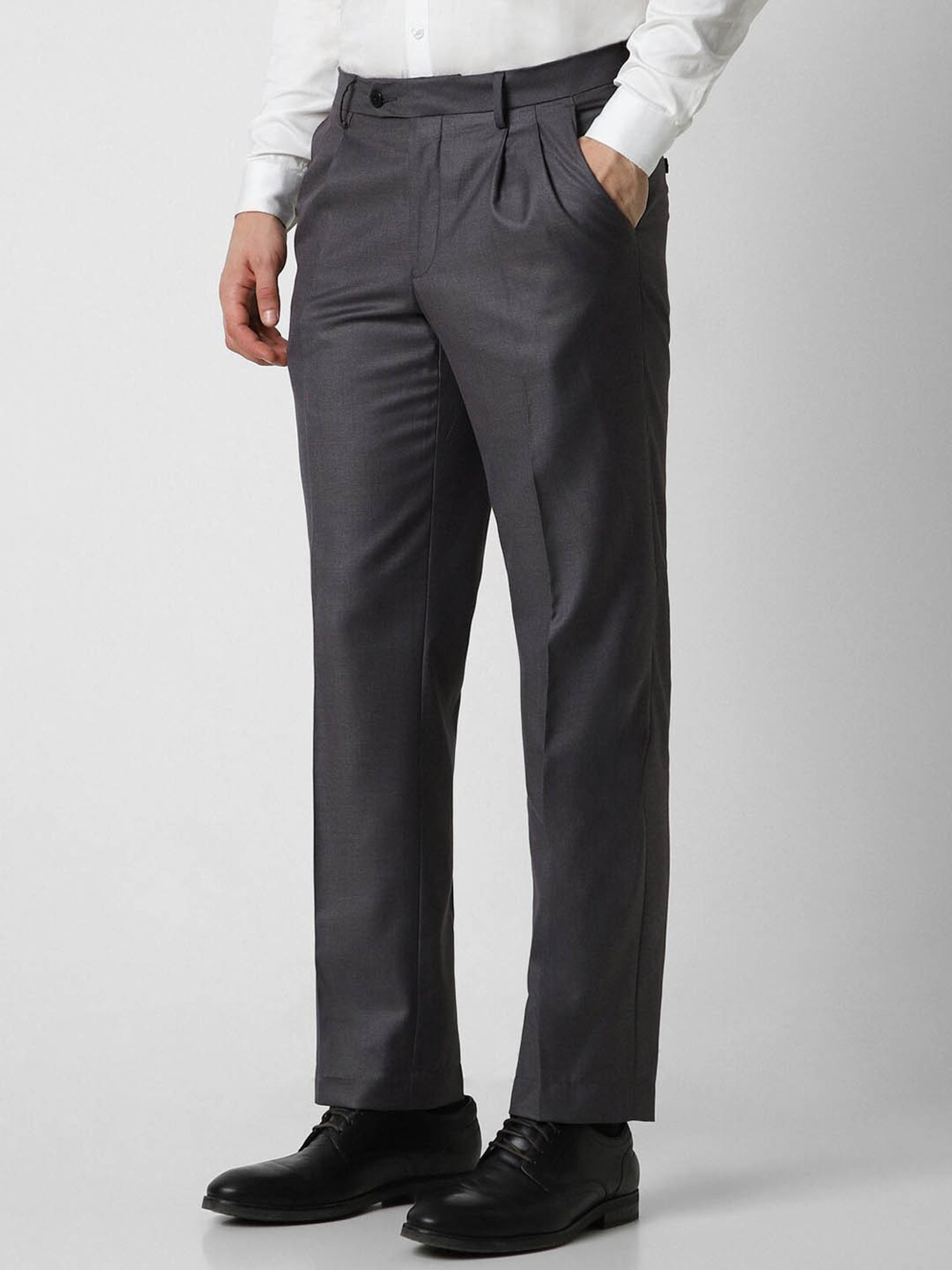 Van Heusen Shine Grey Regular Fit Trousers