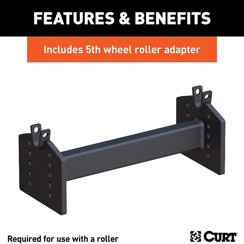 CURT 16516 E16 5th Wheel Slider Hitch for Short Bed Trucks 16,000 pounds, Black