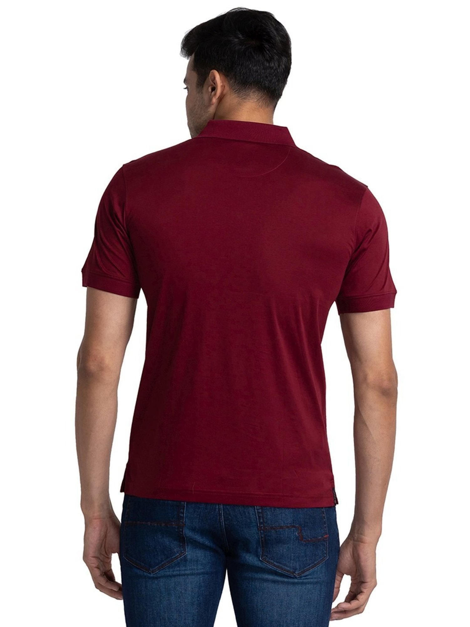 Raymond Maroon Cotton Contemporary Fit Polo T-Shirt