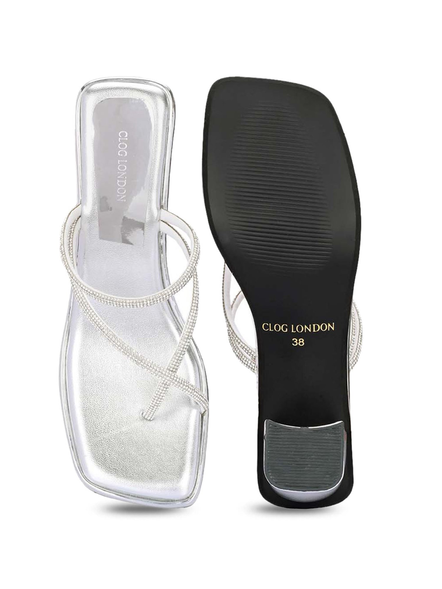 Clog London Women's Silver Toe Ring Sandals