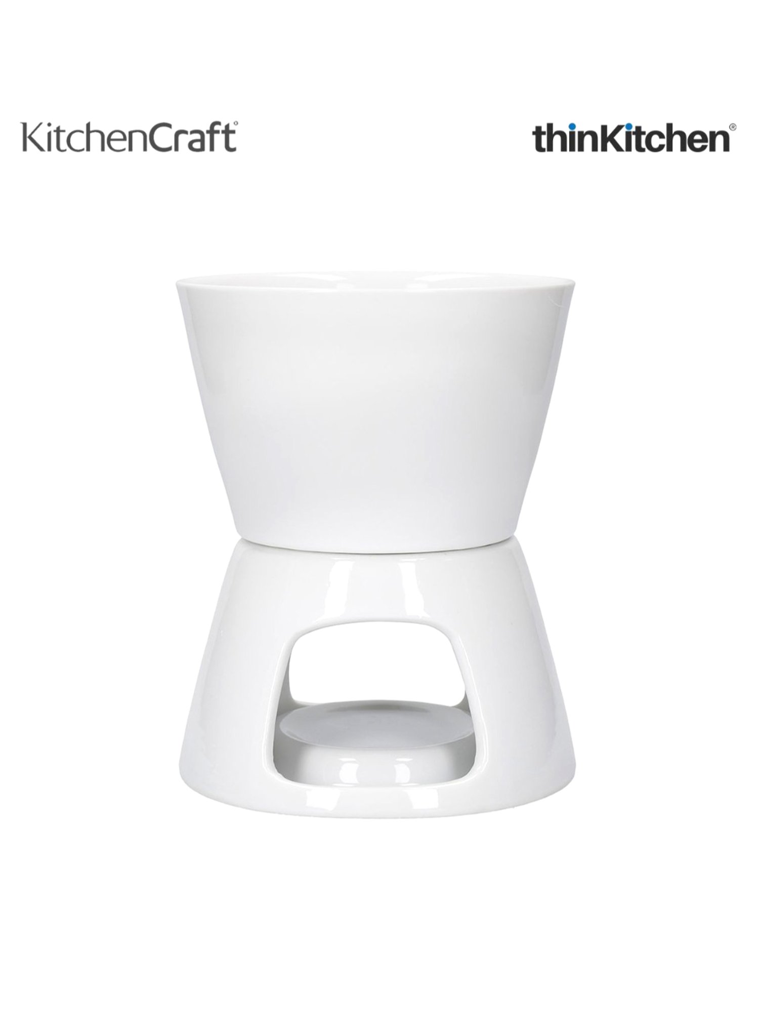 KitchenCraft White Stainless Steel Chocolate Fondue Set