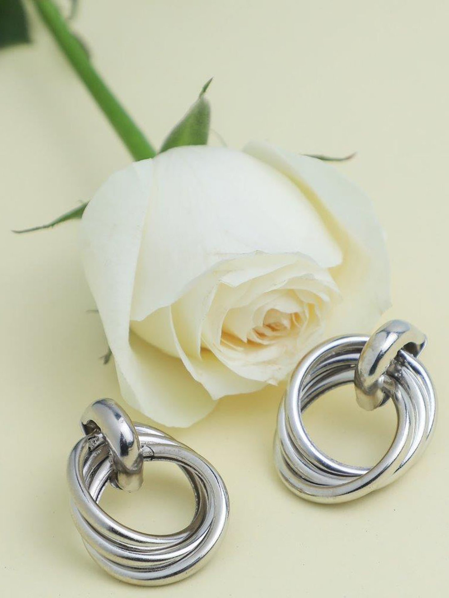 VOJ Silver Plated Circluar Studs Earring for Women