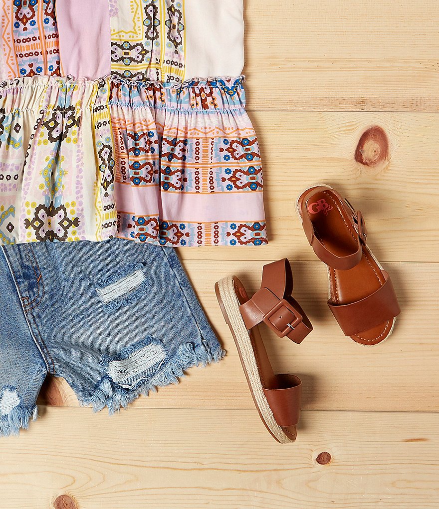 GB Girls' Kaygan-Girl Leather Two-Piece Espadrille Flat Sandals (Youth)