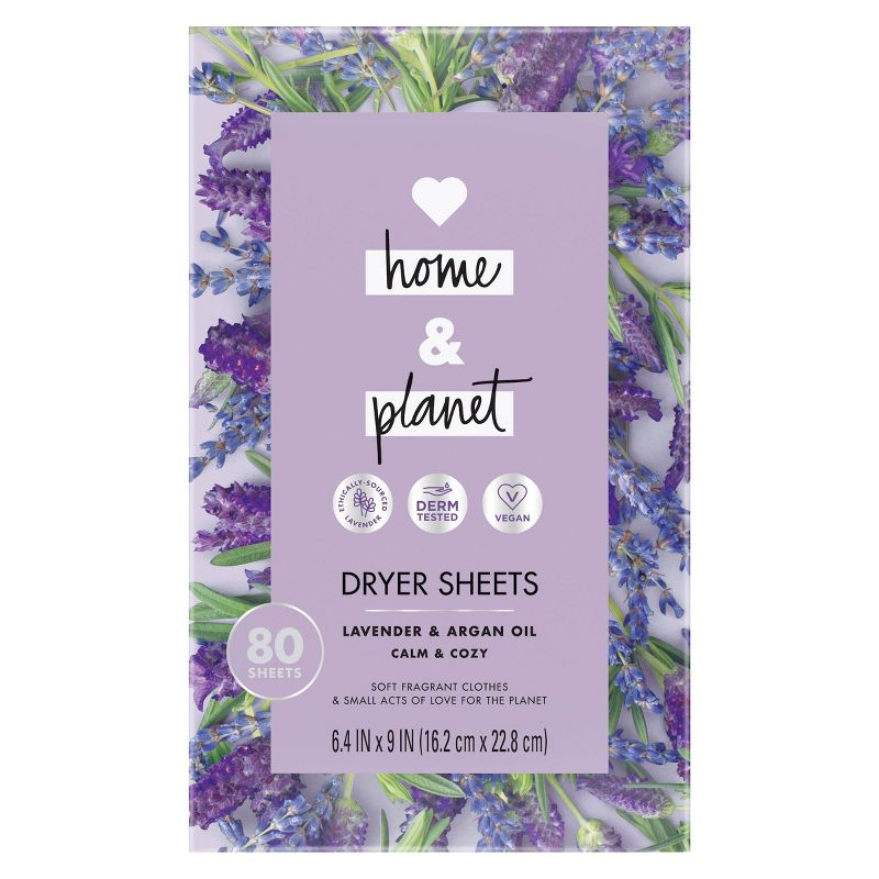 Love Home & Planet Lavender & Argan Oil Dryer Sheets - 80ct