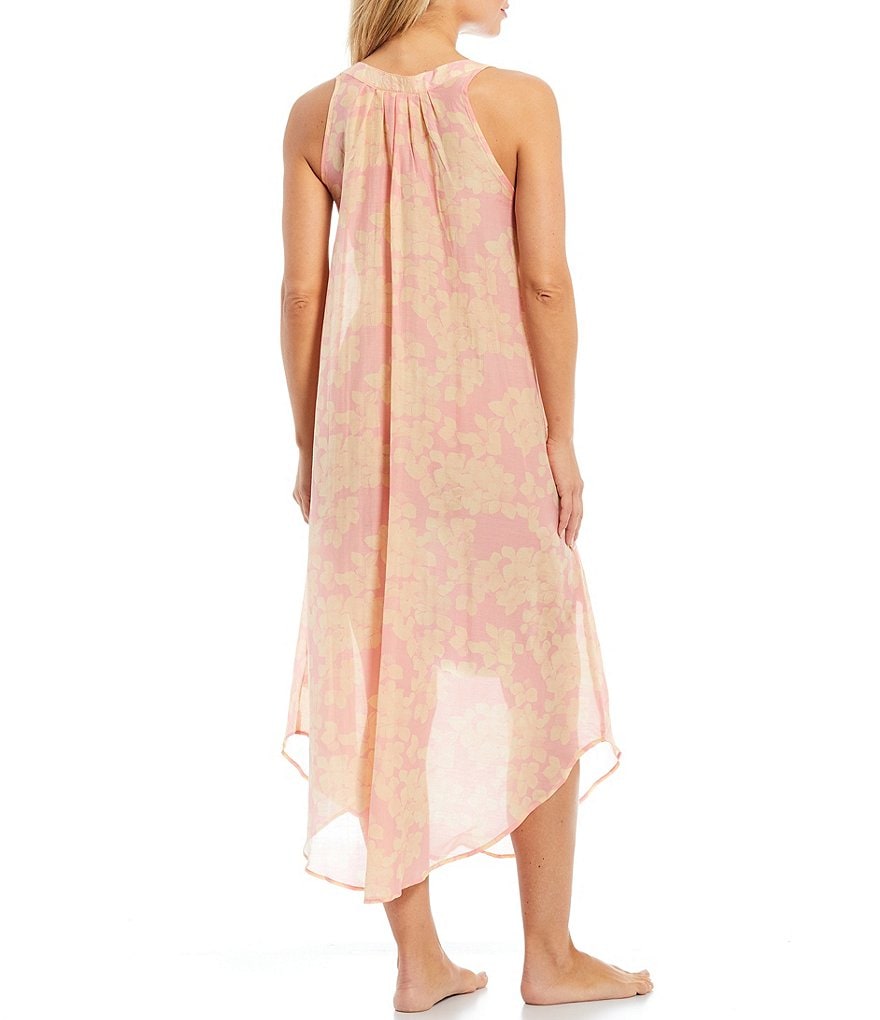 Miss Elaine Plus Cottonessa Floral Print Knit Long Nightgown