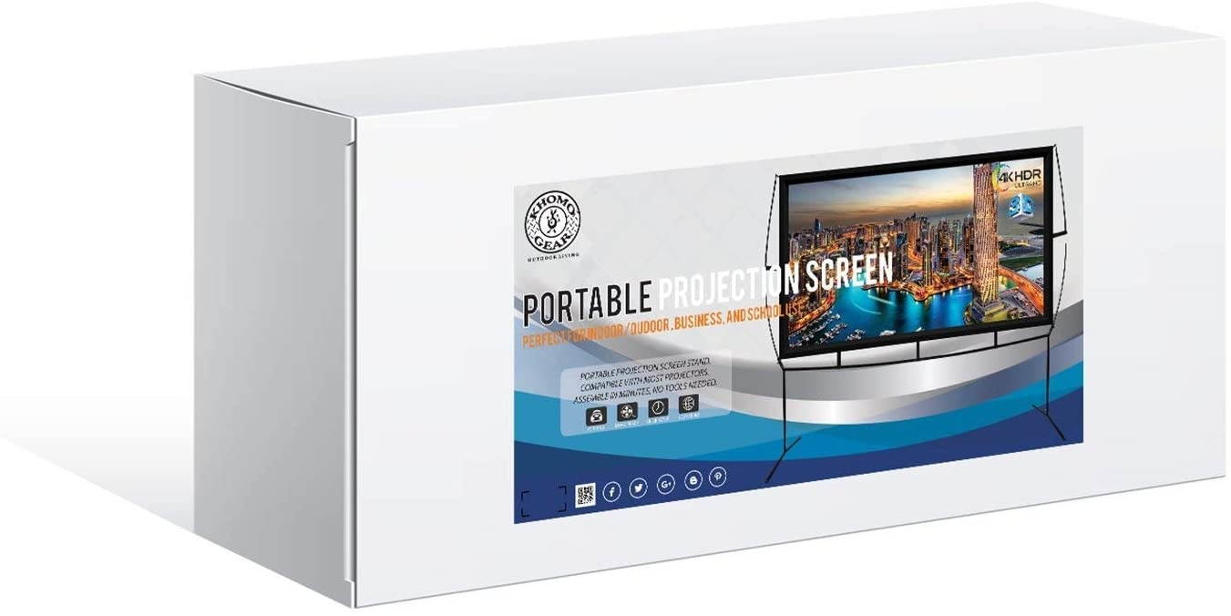 Fast Assembly Design - No Tools Needed - Jumbo 120 Inch 16: 9 Portable Outdoor and Indoor Movie Theater Front and Rear Projector Screen with Stand Legs