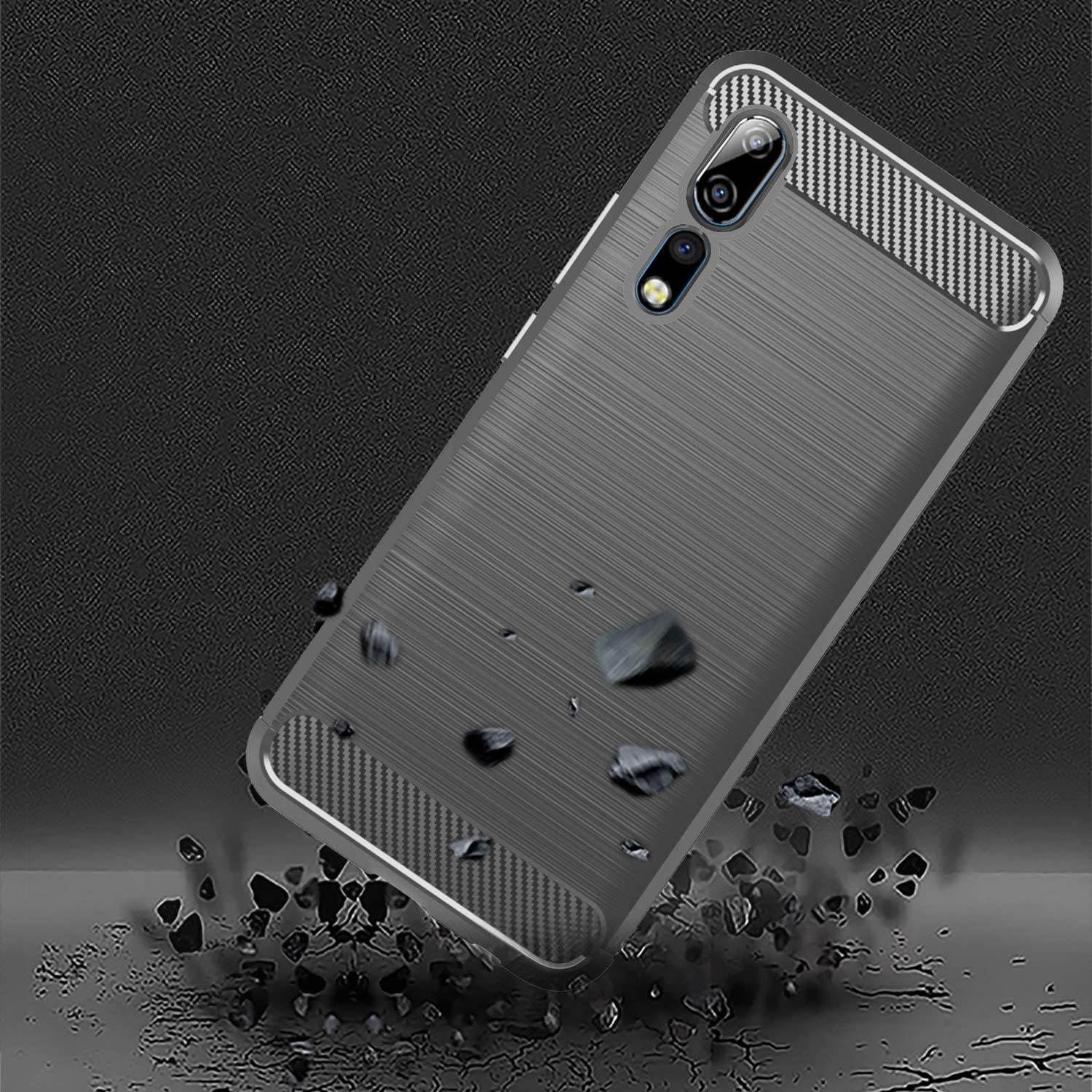 Dzxouui Compatible for ZTE Axon 10 Pro Case,Protective Phone Cover Shockproof Soft TPU Cases for ZTE Axon 10 Pro(DL-Black)