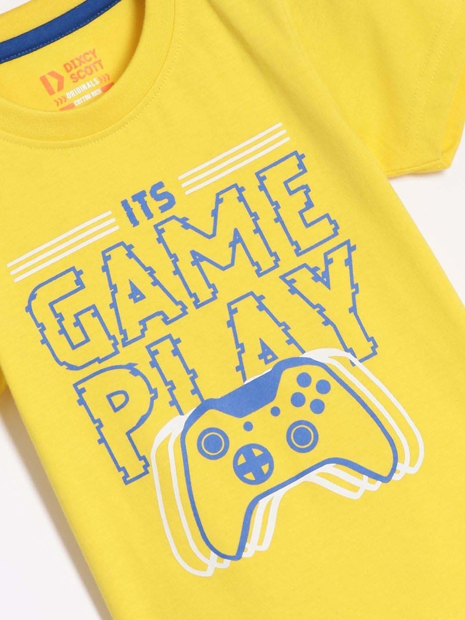 Dixcy Scott Originals Kids Yellow & Blue Cotton Printed T-Shirt