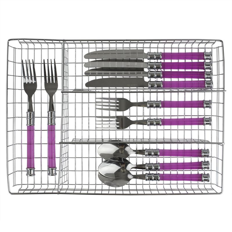 Home Basics4 Section Steel Cutlery and Flatware Tray, Chrome