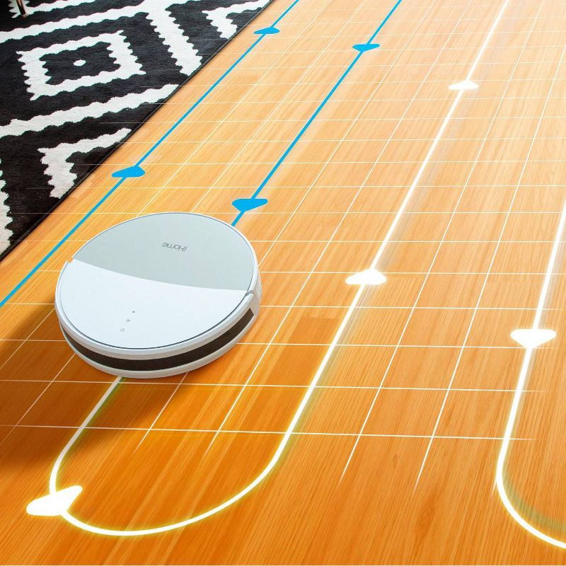 iHome AutoVac 2 in 1 Robot Vacuum & Mop with HomeMap Navigation/Mapping, Strong Suction Power - White