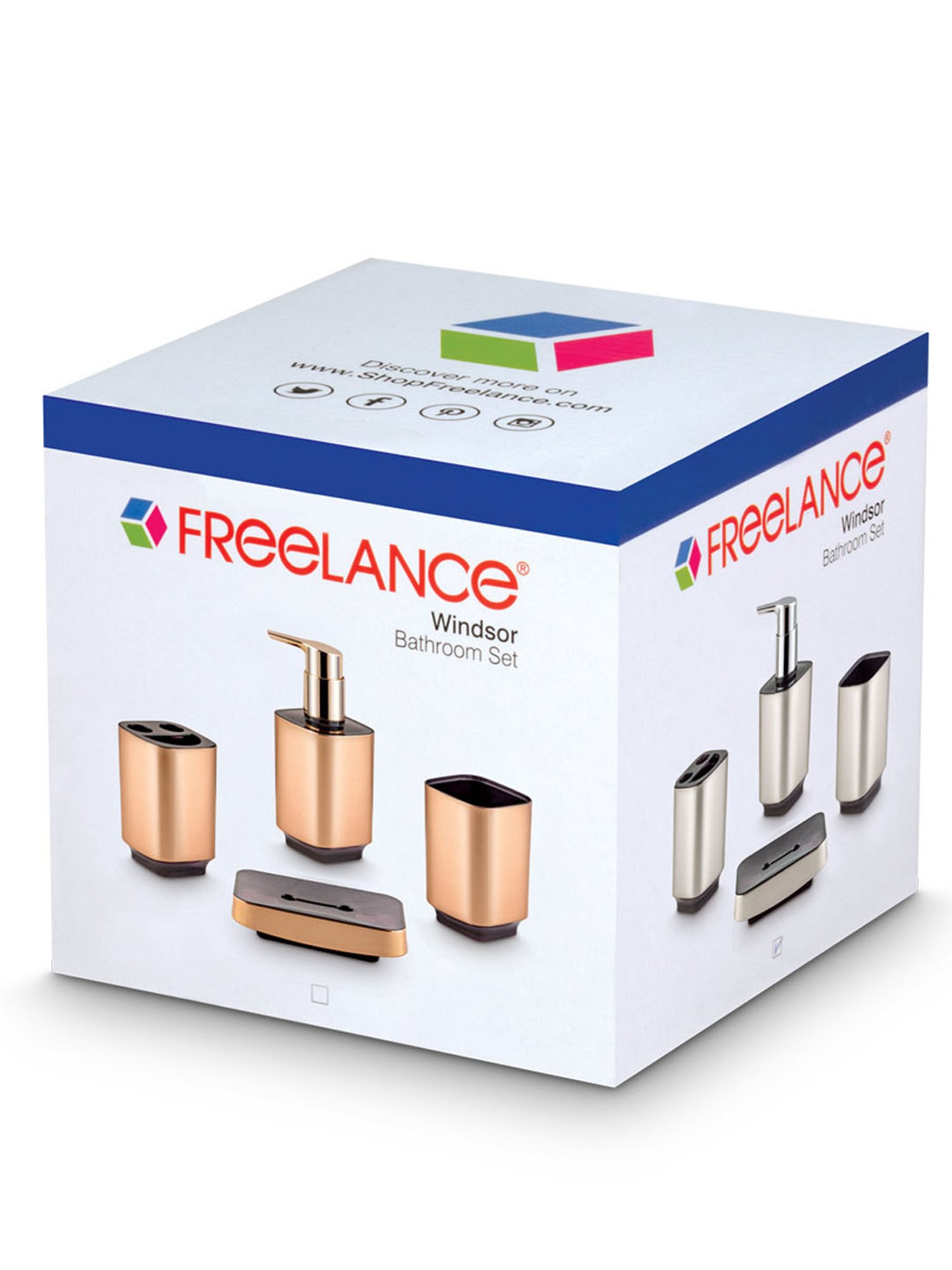 Freelance Metallic Polyresin Set of 4 Bathroom Accessories