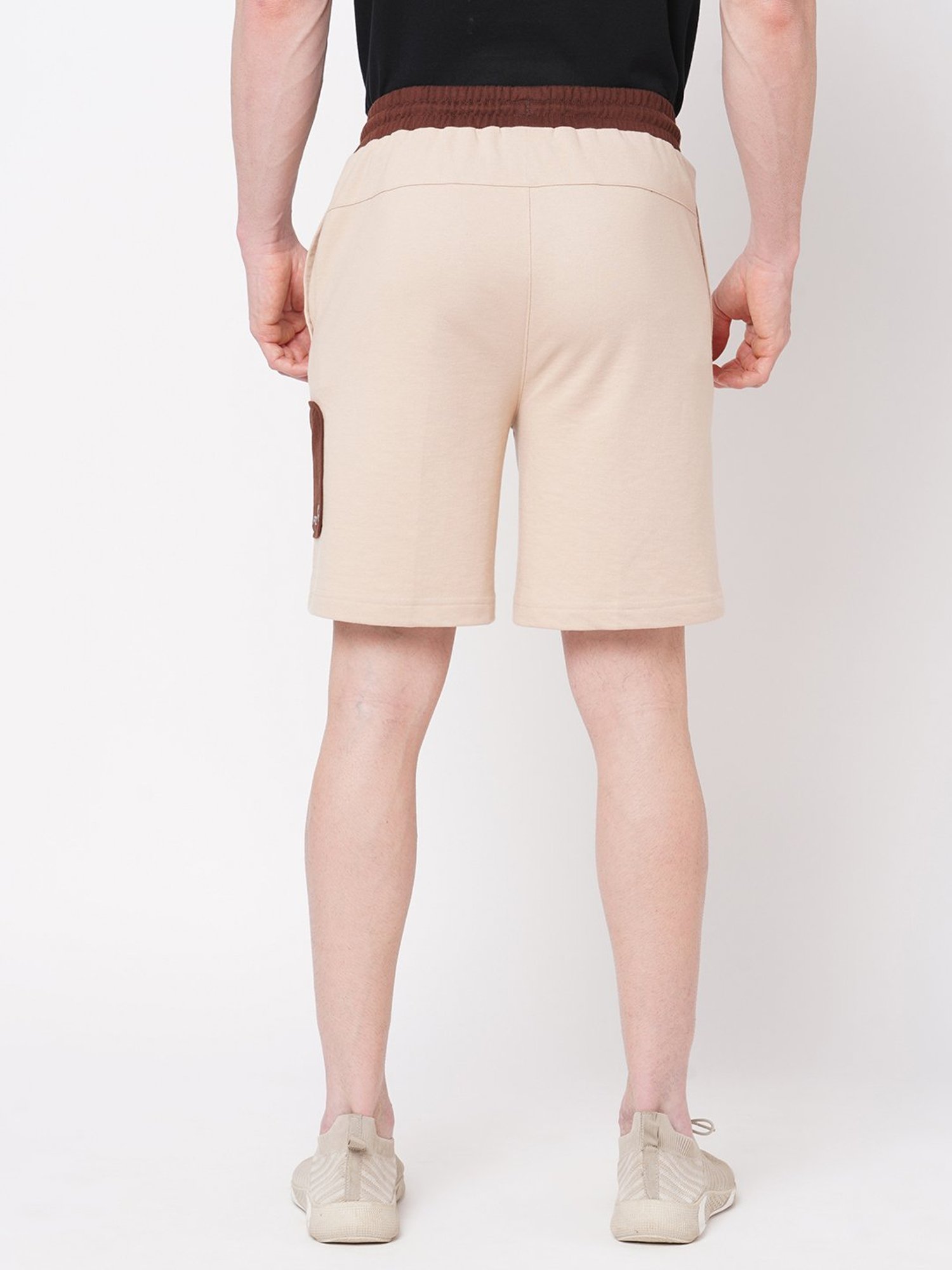 Fitz Beige Slim Fit Sports Shorts