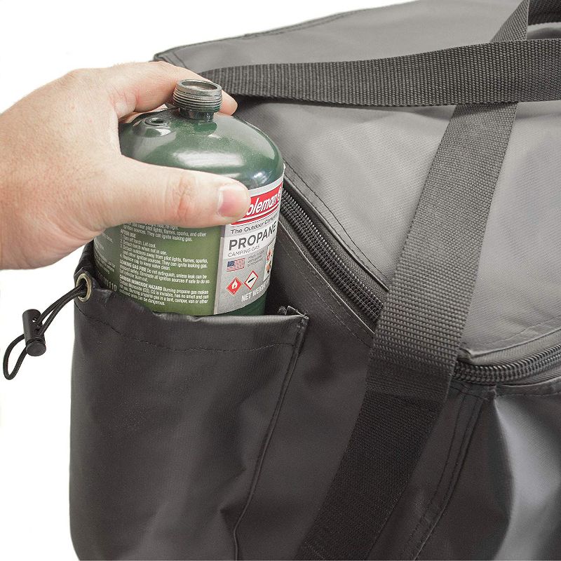 Smoke Hollow 205 Portable Stainless Steel Tabletop BBQ Grill Carry Storage Bag Accessory with 2 Side Pouches for Propane Cylinders, Black