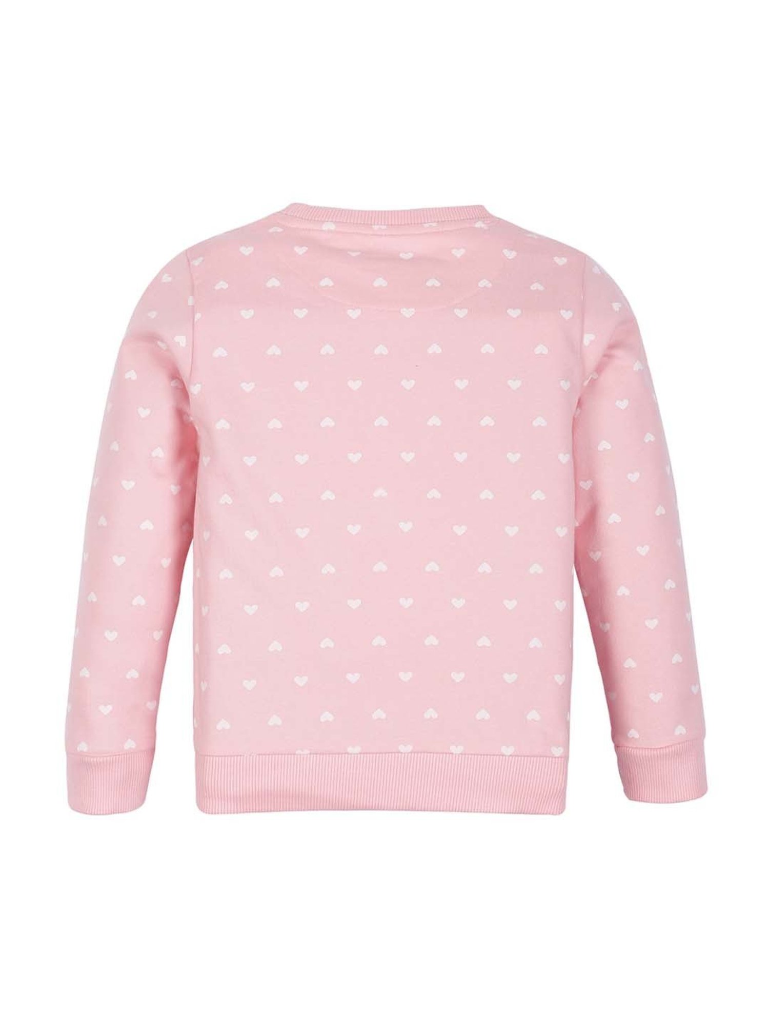 Plum Tree Kids Pink & White Cotton Printed Full Sleeves Sweatshirt