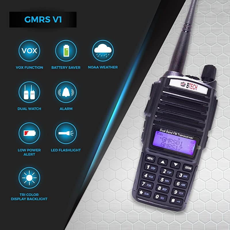 GMRSV1 GMRS TwoWay Radio GMRS Repeater Capable with Dual Band Scanning Receiver 13617499mhz VHF 40052099mhz UHF