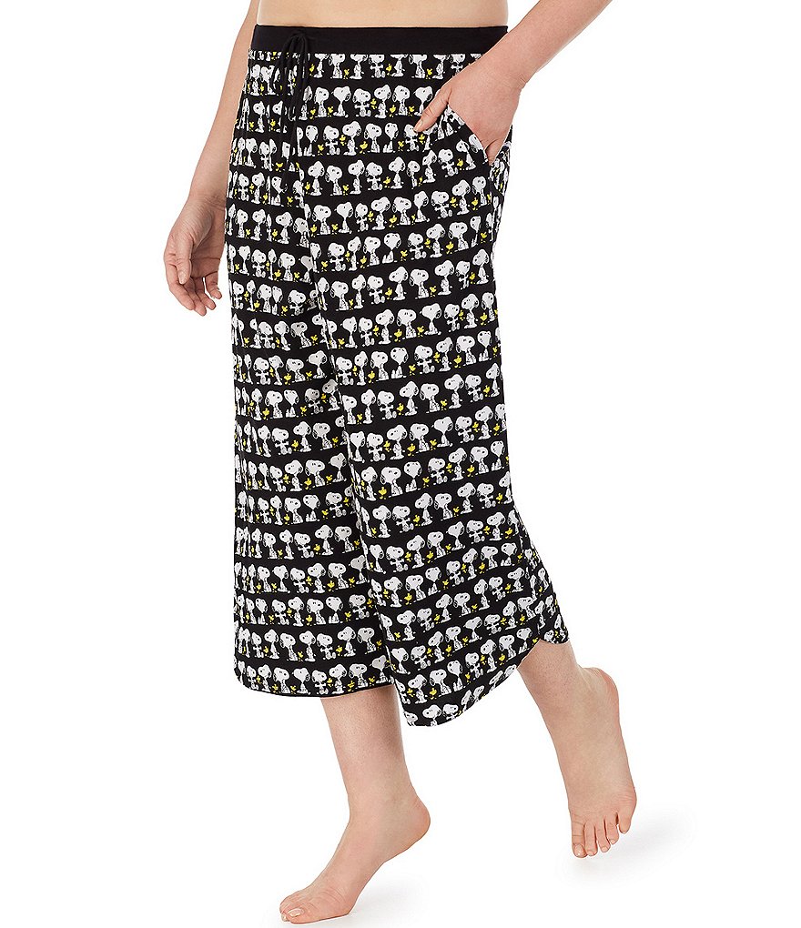 Peanuts Plus Snoopy Print Capri Sleep Coordinating Drawstring Pants