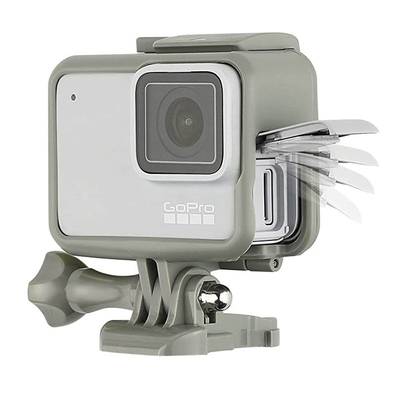 Frame Mount Housing Case for GoPro Hero 5 6 7 Black White Silver Hero 2018 Cameras Protective Housing with Buckle and Screw, All Slots Fully Accessible - Gray