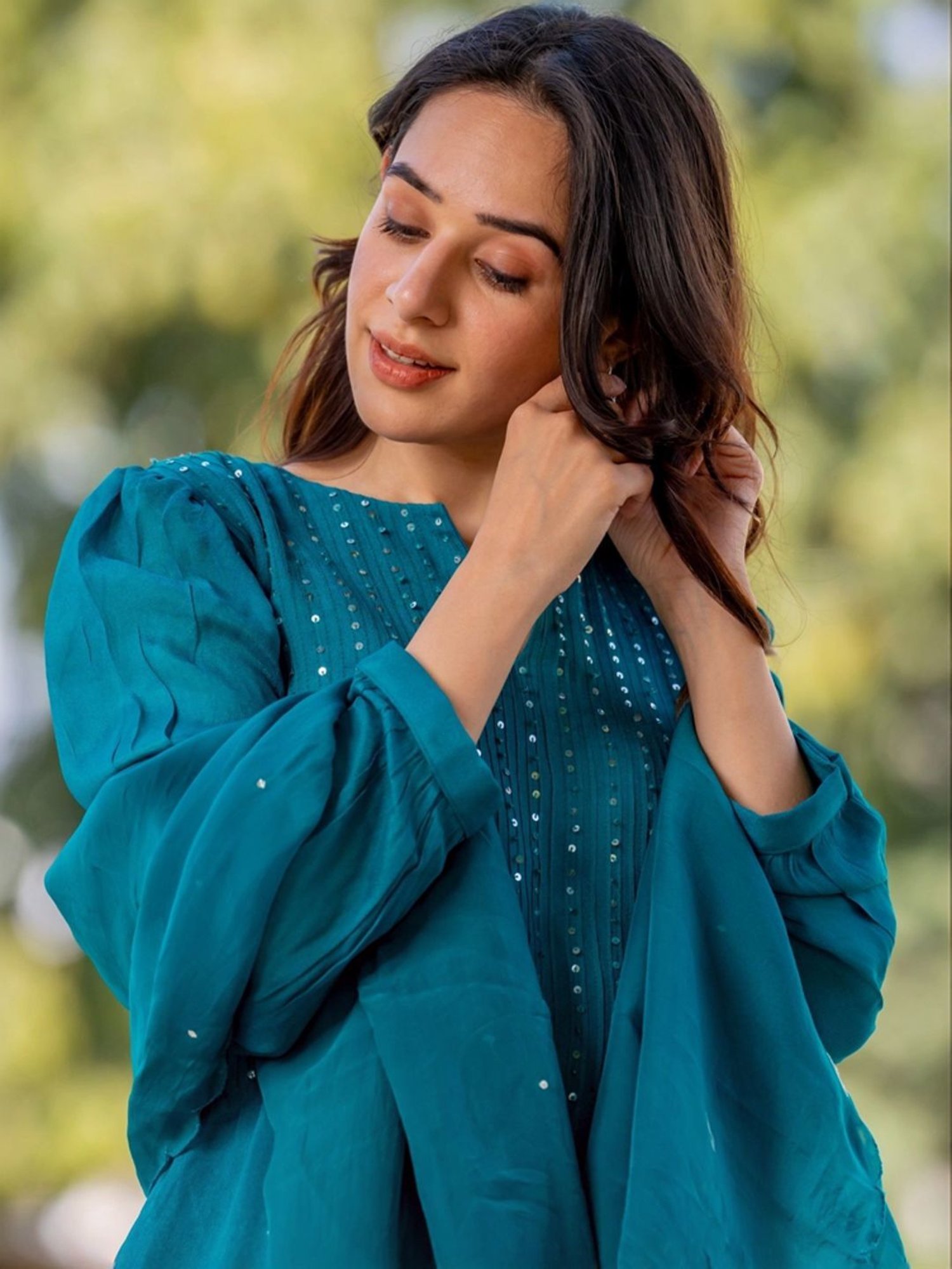 HOUSE OF JAMOTI Blue Embellished Kurta Pant Set With Dupatta