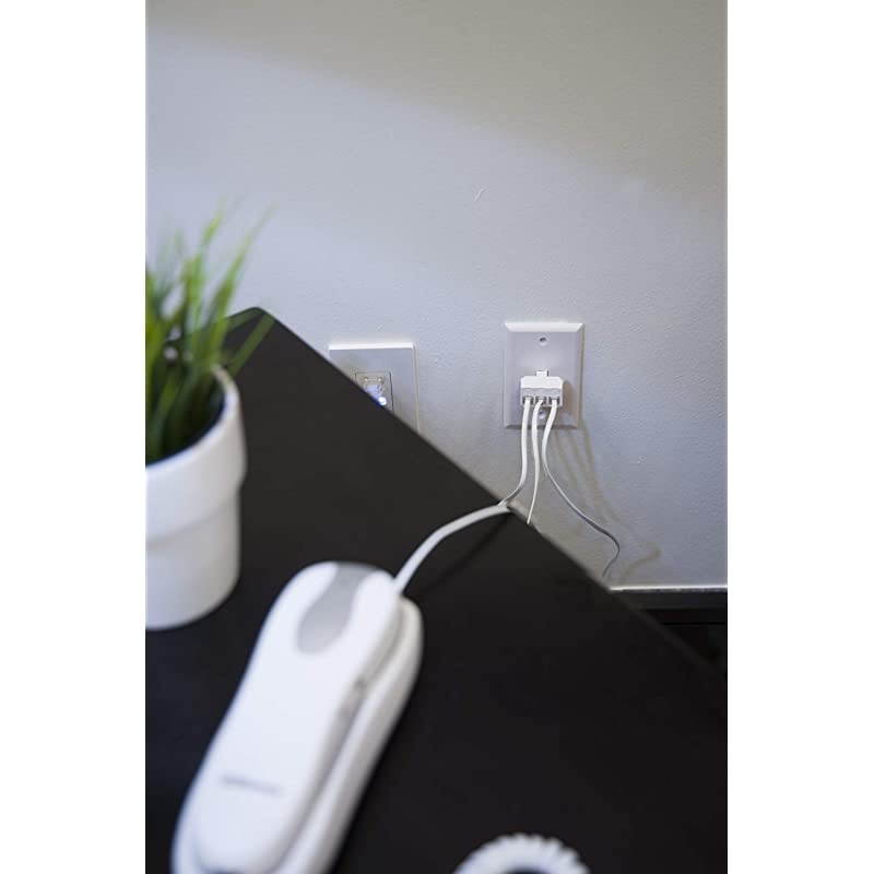 White 2Line inWall Telephone RJ11 Triplex Adapter Home or Office Compatible with Answering Machines Modems Fax Machines All Brand 76532