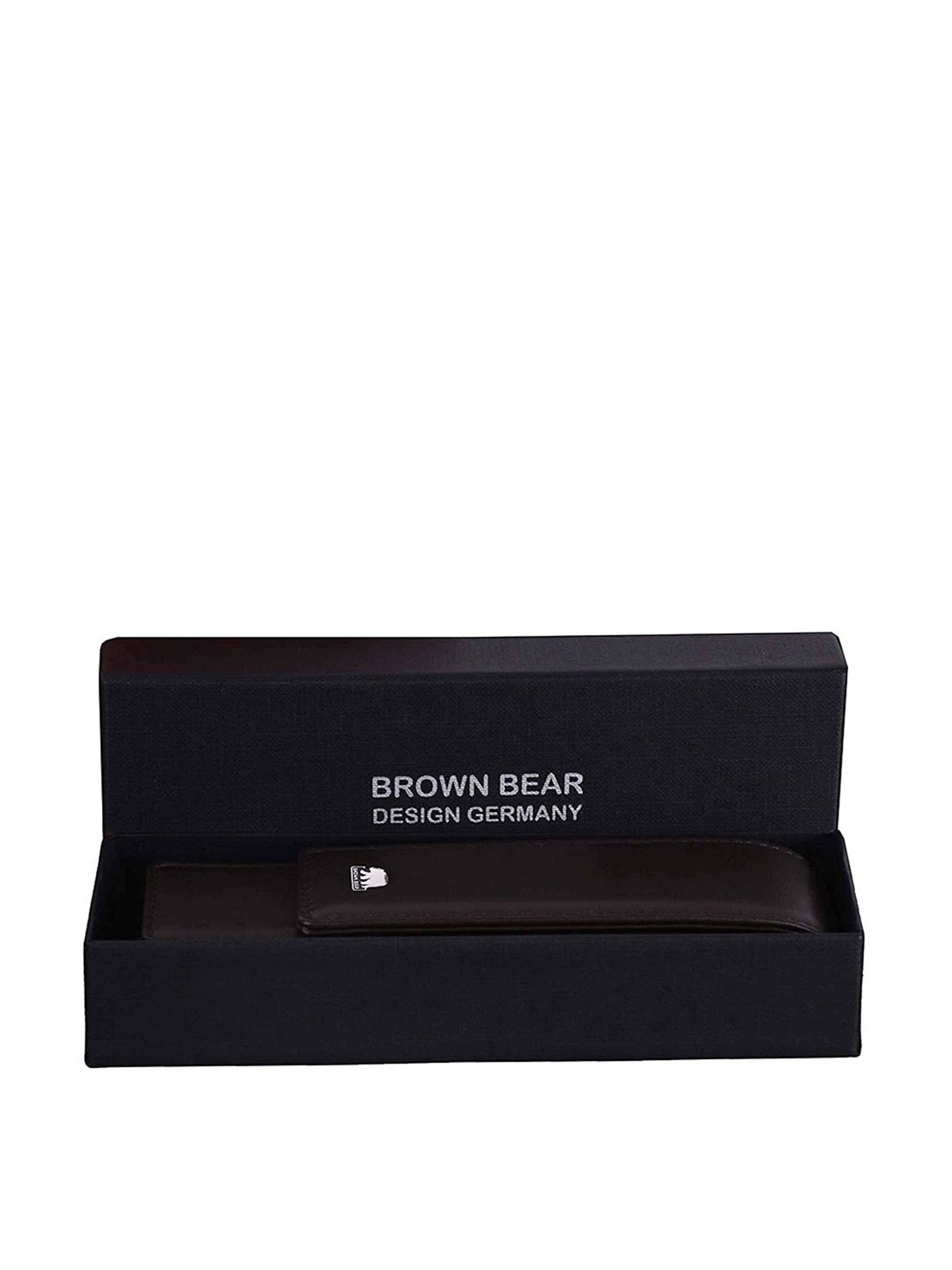 Brown Bear Brown Casual Leather Pencil Pouch for Unisex