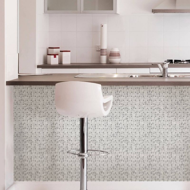 Brewster Basketweave Carrara Peel & Stick Backsplash Tile Paper White