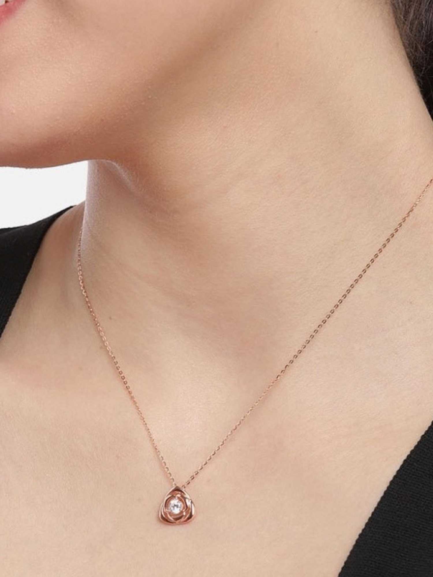 Zavya 92.5 Sterling Silver Necklace in Rose Gold-Plating