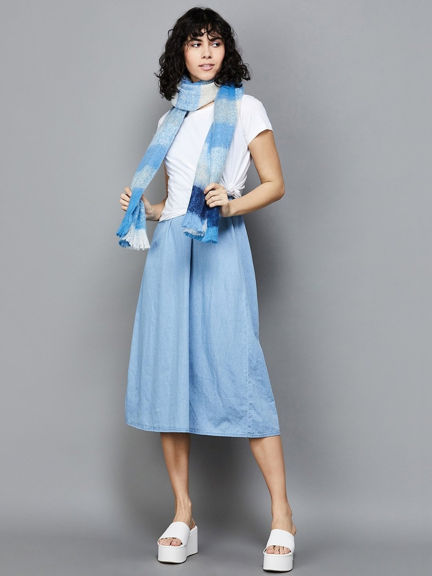 Ginger by Lifestyle Blue Chequered Shwal