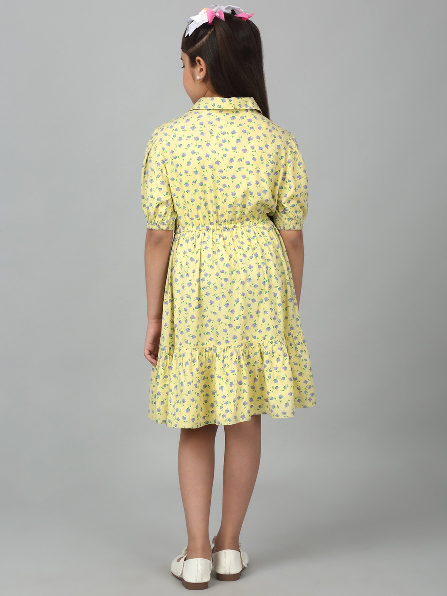 Cantabil Kids Yellow Floral Print Dress