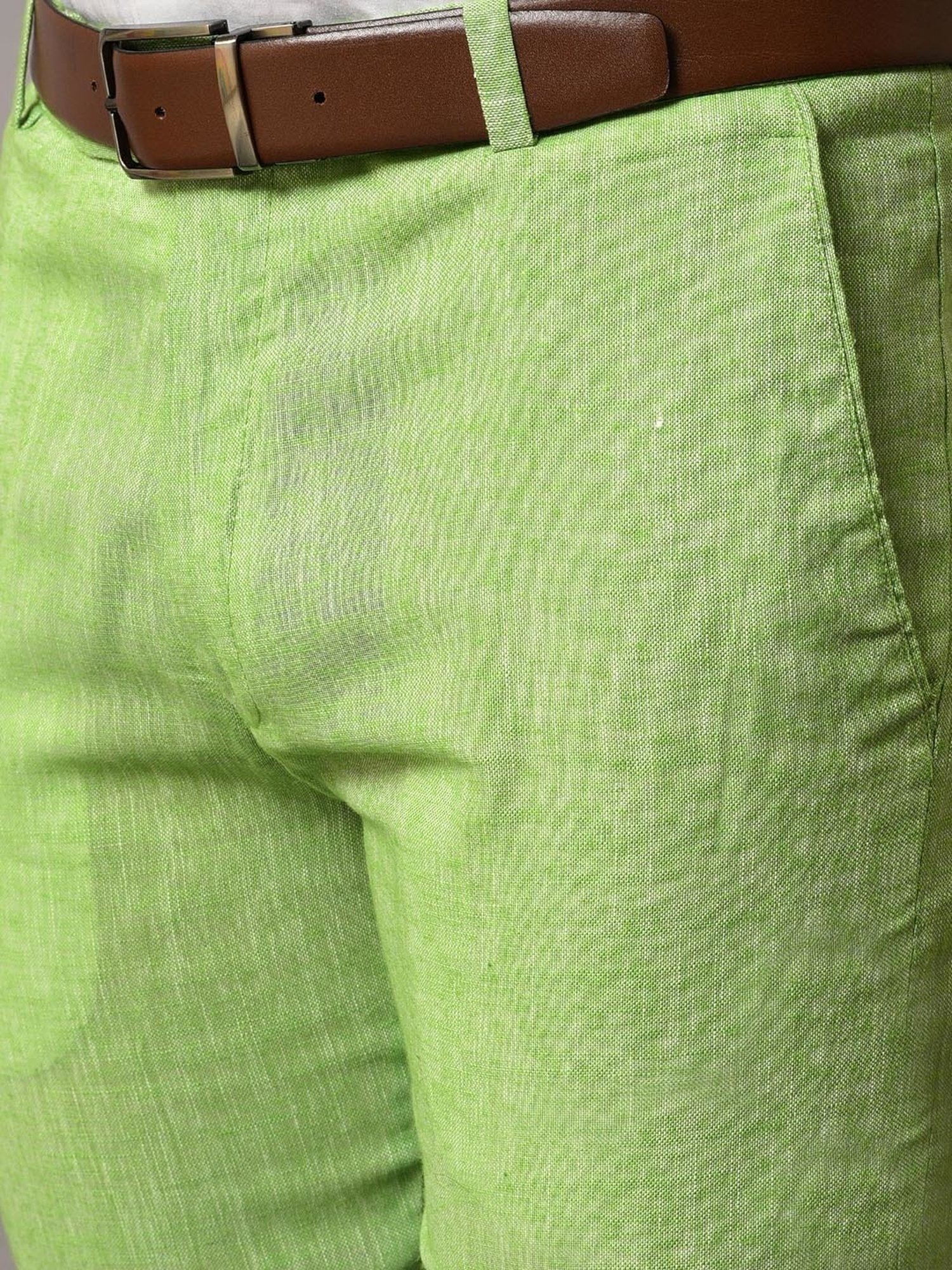 Hangup Green Regular Fit Flat Front Trousers