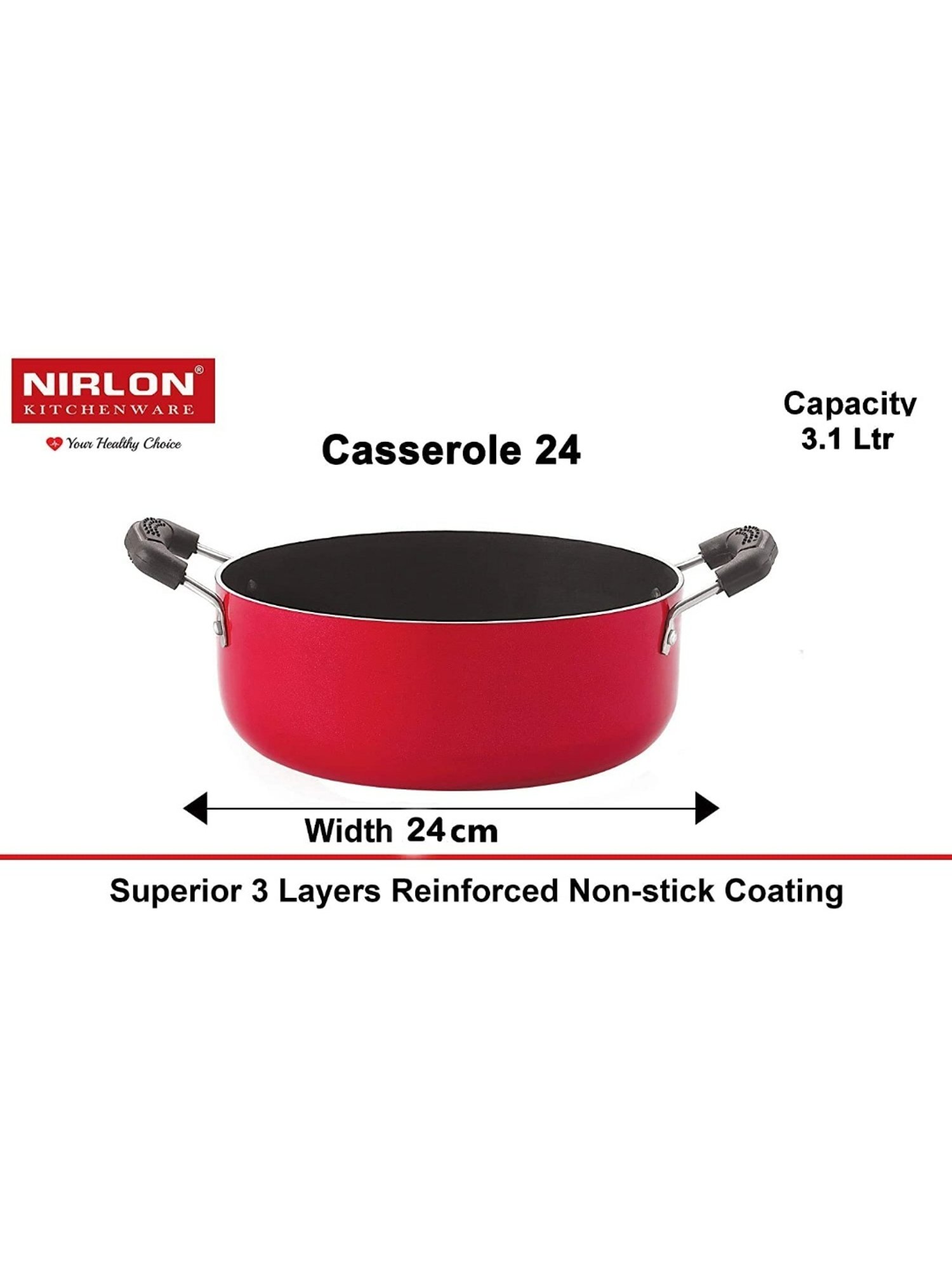 Nirlon Red Aluminium Non- Stick Cookware - Set of 4
