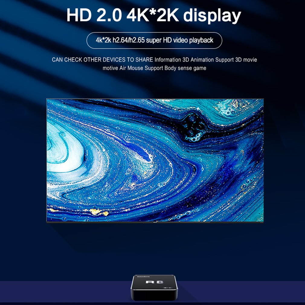 R8 4K HD Network Set-Top Box with Bluetooth-Real 5G-4+64G - Support Ethernet HDMI-compatible Cable AV,US Standard