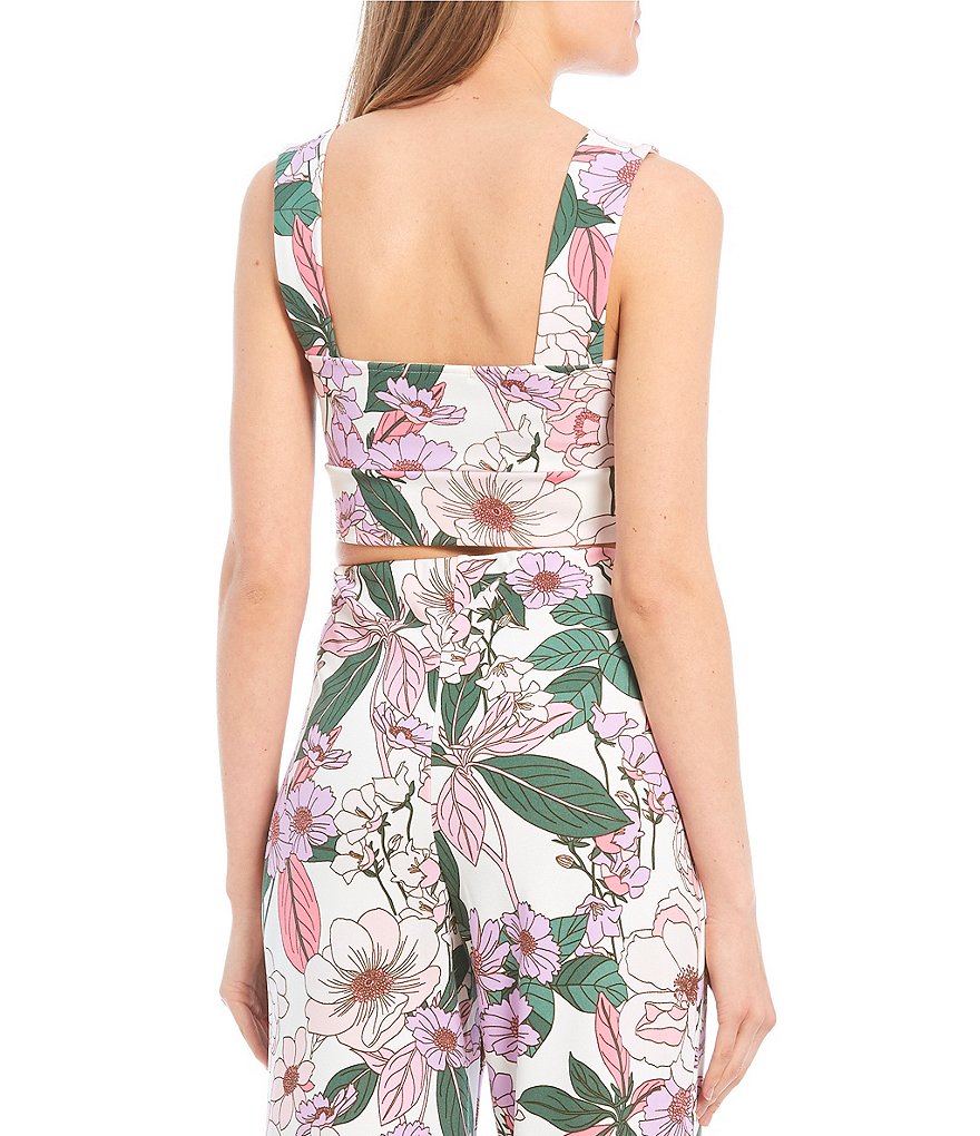 Evolutionary Coordinating Sleeveless Floral Cropped Top