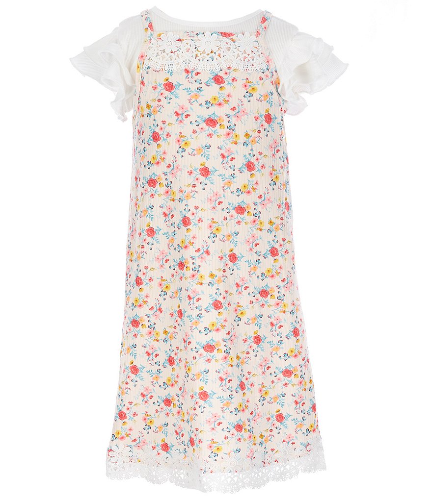 Ally B Big Girls 7-16 Flutter-Sleeve Dotted Top & Shorts Set