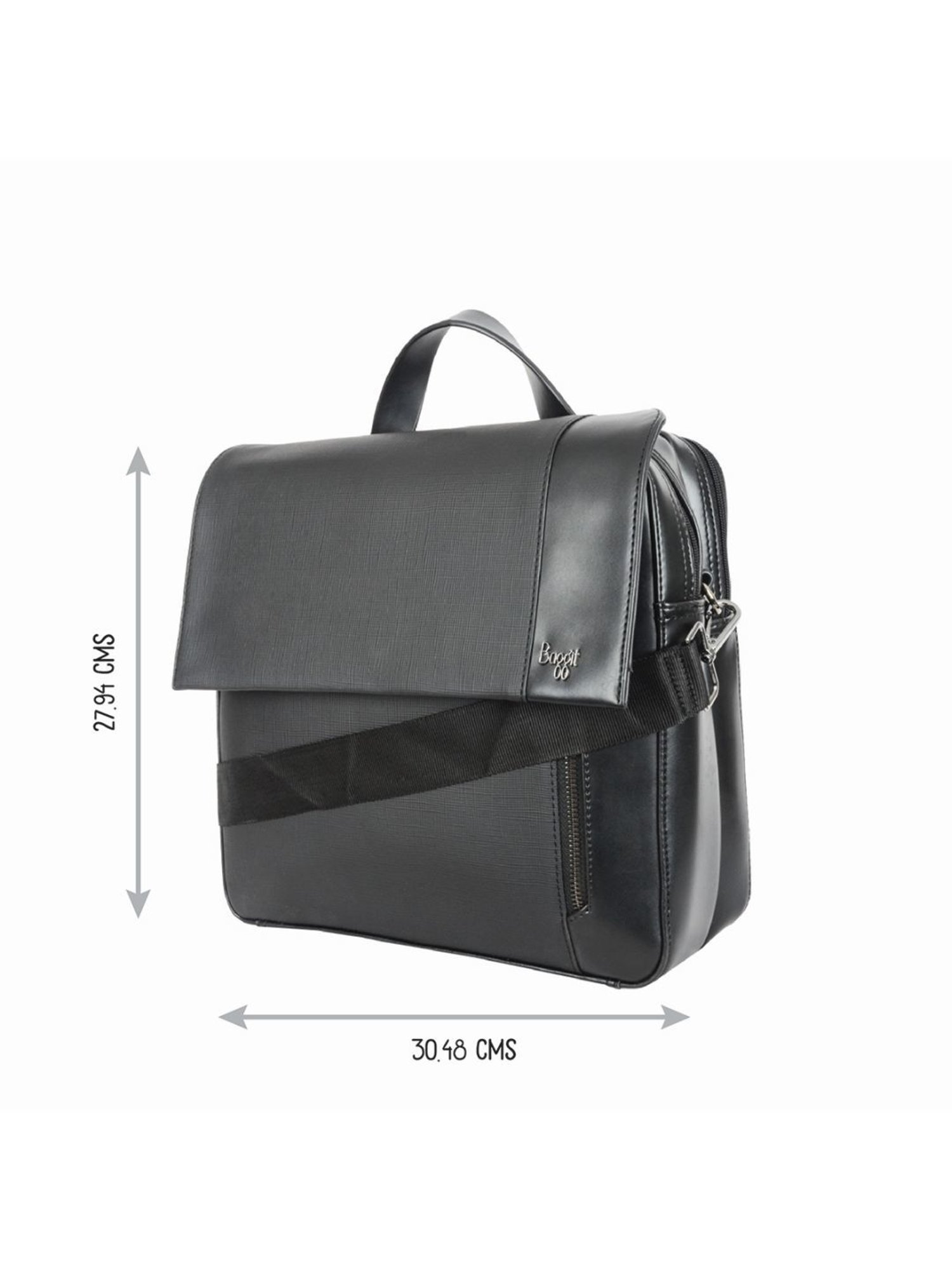 Baggit Henry Black PU Solid Messenger Bag